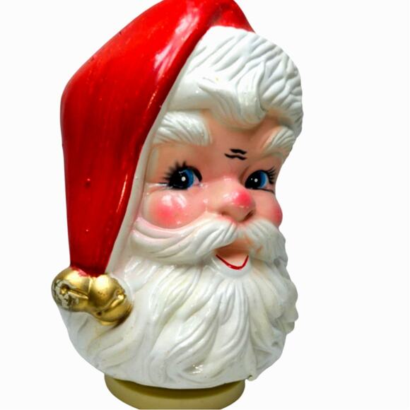 7" 50s MCM Vintage Wind Up Rotating Musical Traditional Santa Head - Picture 3 of 9